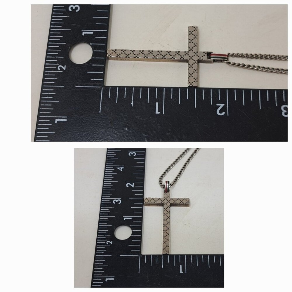 Gucci Diamantissima Cross Necklace 925 Silver Jewelry Unisex Italy - Picture 15 of 16
